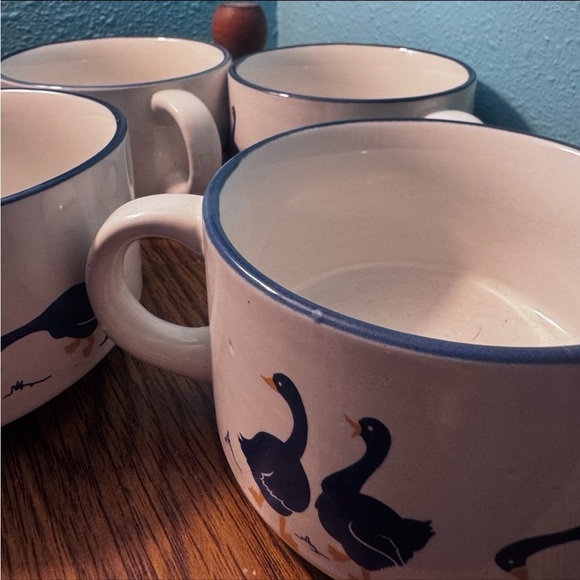 Vintage 80s Blue Goose Stacking Soup Mugs | Set of 4 - Picture 7 of 12